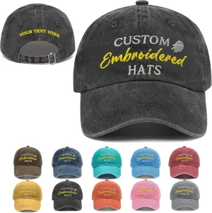 Custom Embroidered Hats, Personalized Baseball Caps with Logo Text, Customized Embroidered Baseball Hat Gifts for Men Women