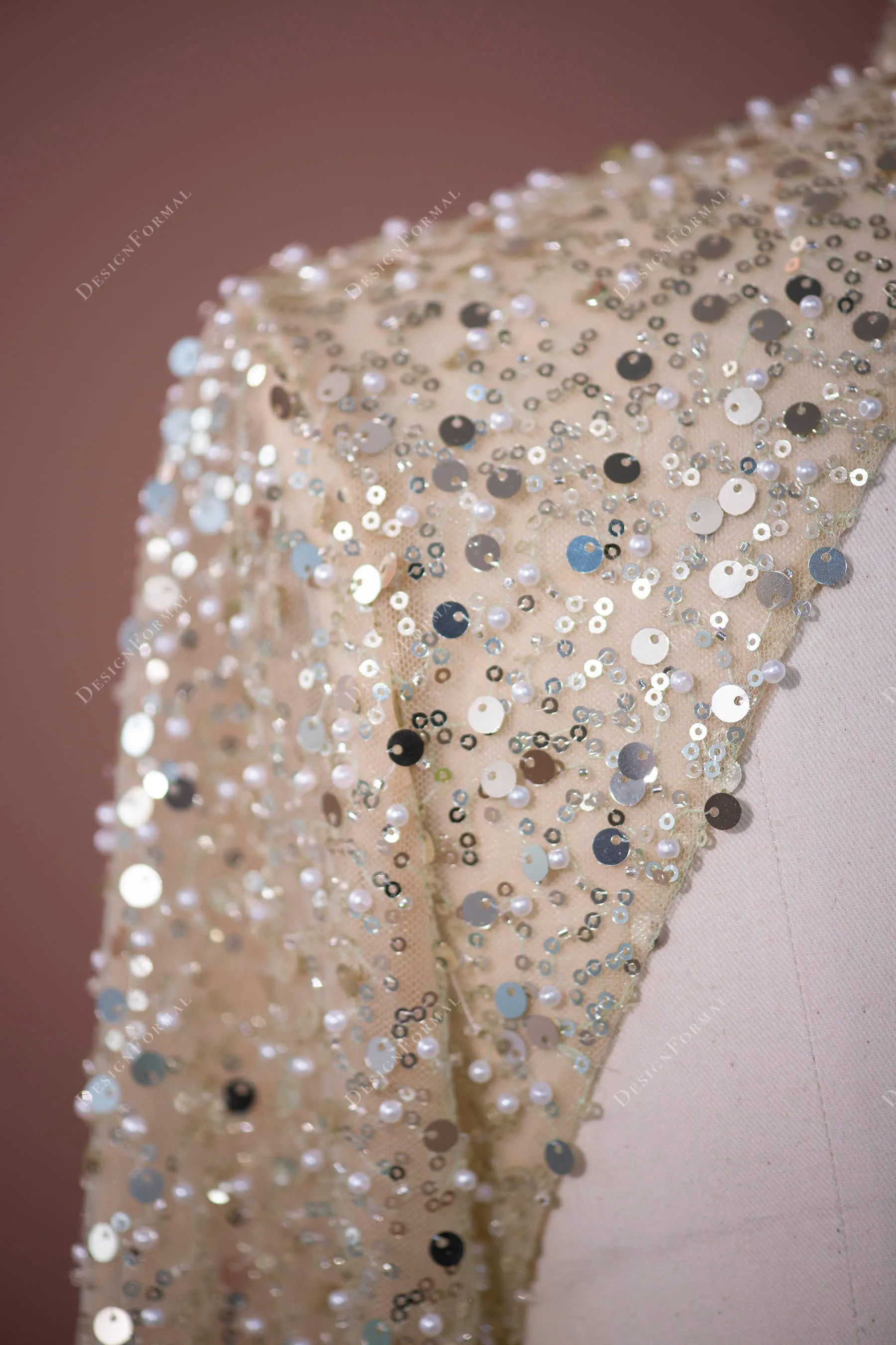 Designer Sage Green Beaded Jersey Sexy Prom Formal Dress