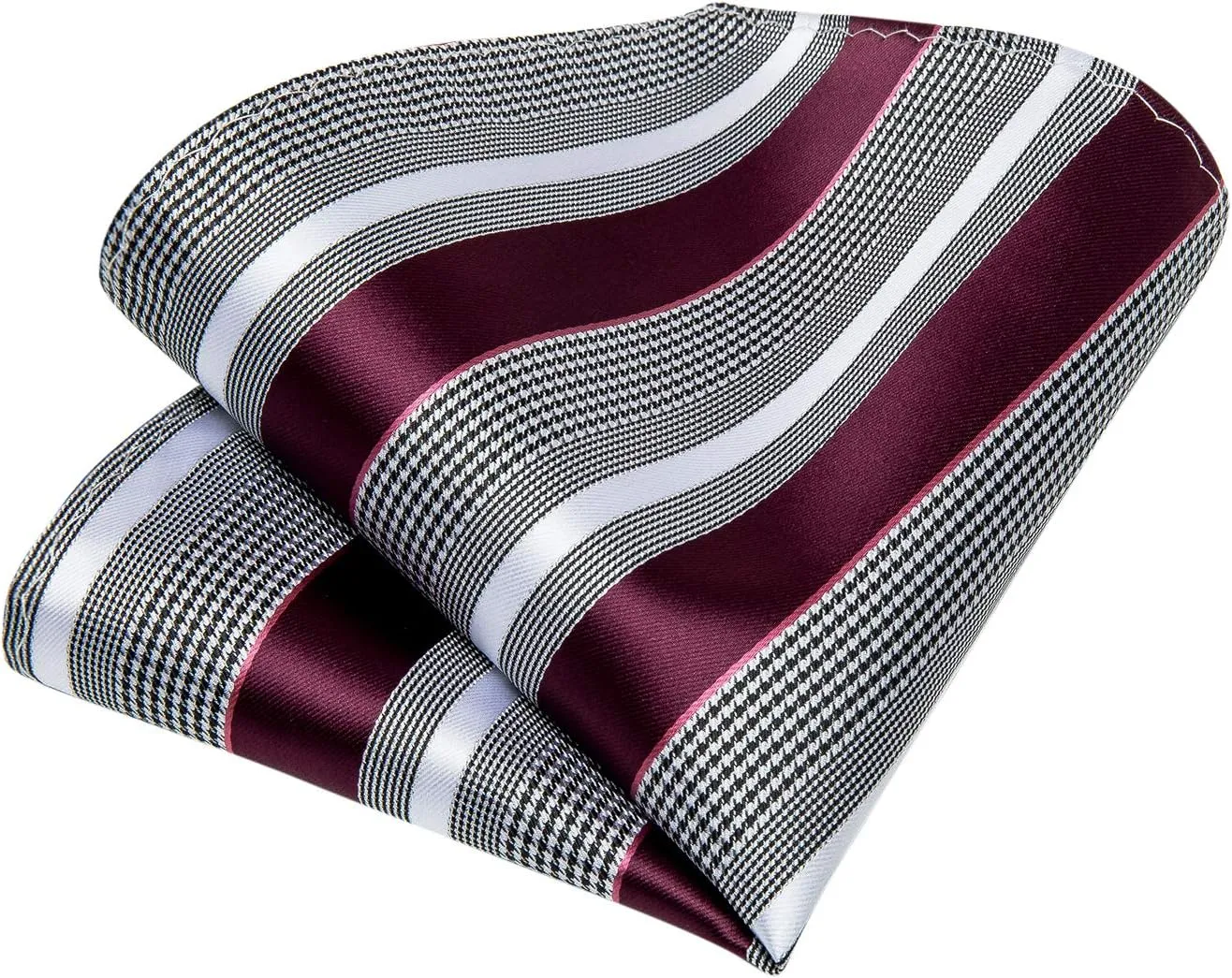 DiBanGu Mens Striped Tie Silk Woven Necktie and Pocket Square Cufflinks Tie Clip Set Wedding Business Formal Gift Tie for Men