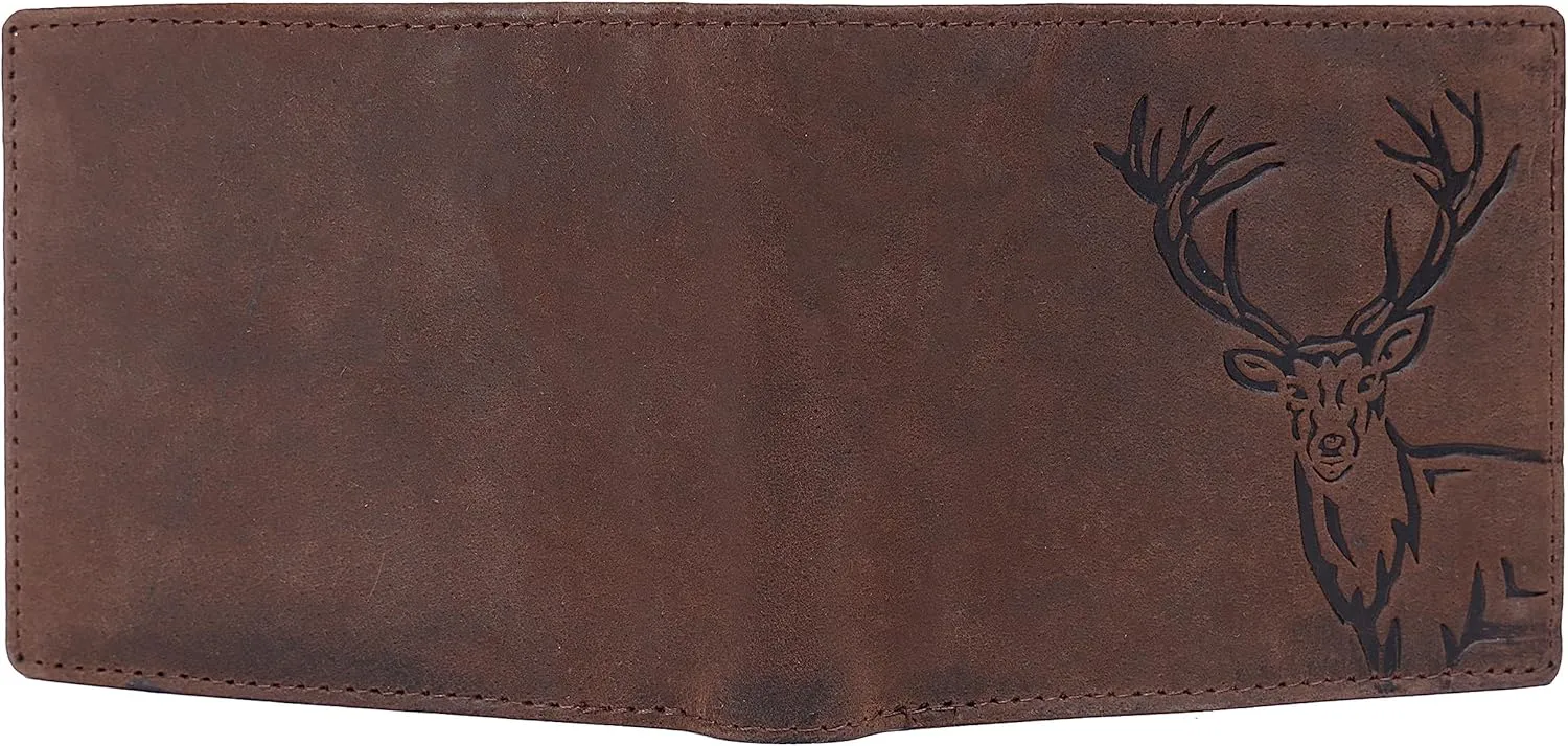 Elk Vintage Brown Leather Wallet For Men, 6 Card Slot, RFID Blocking