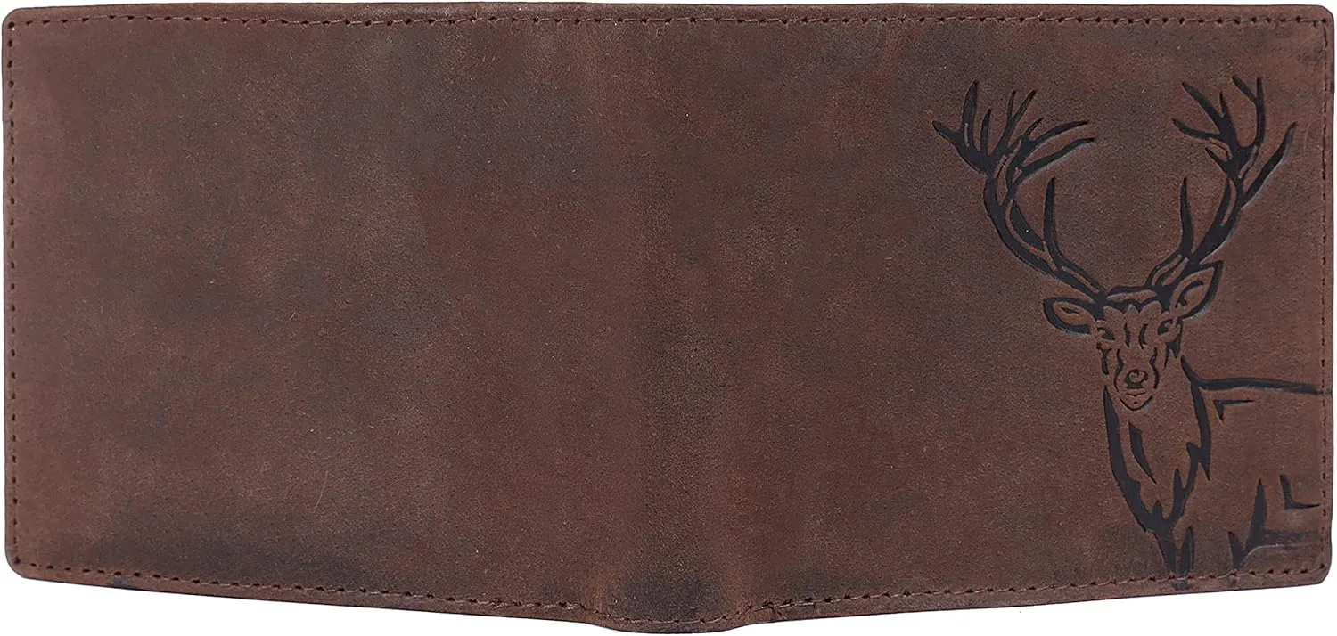 Elk Vintage Brown Leather Wallet For Men, 6 Card Slot, RFID Blocking
