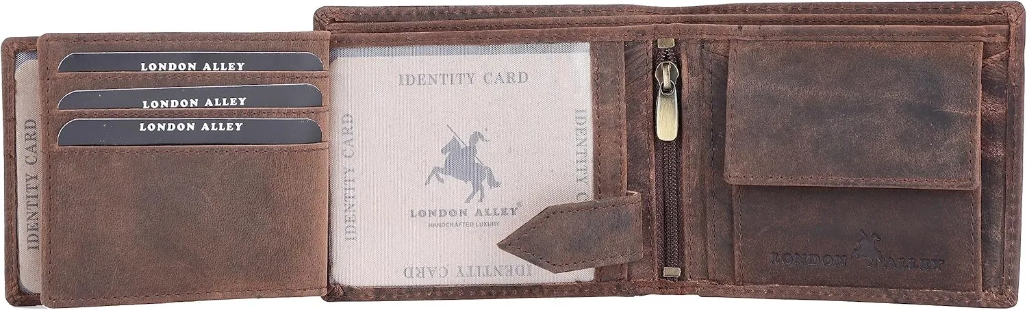 Elk Vintage Brown Leather Wallet For Men, 6 Card Slot, RFID Blocking