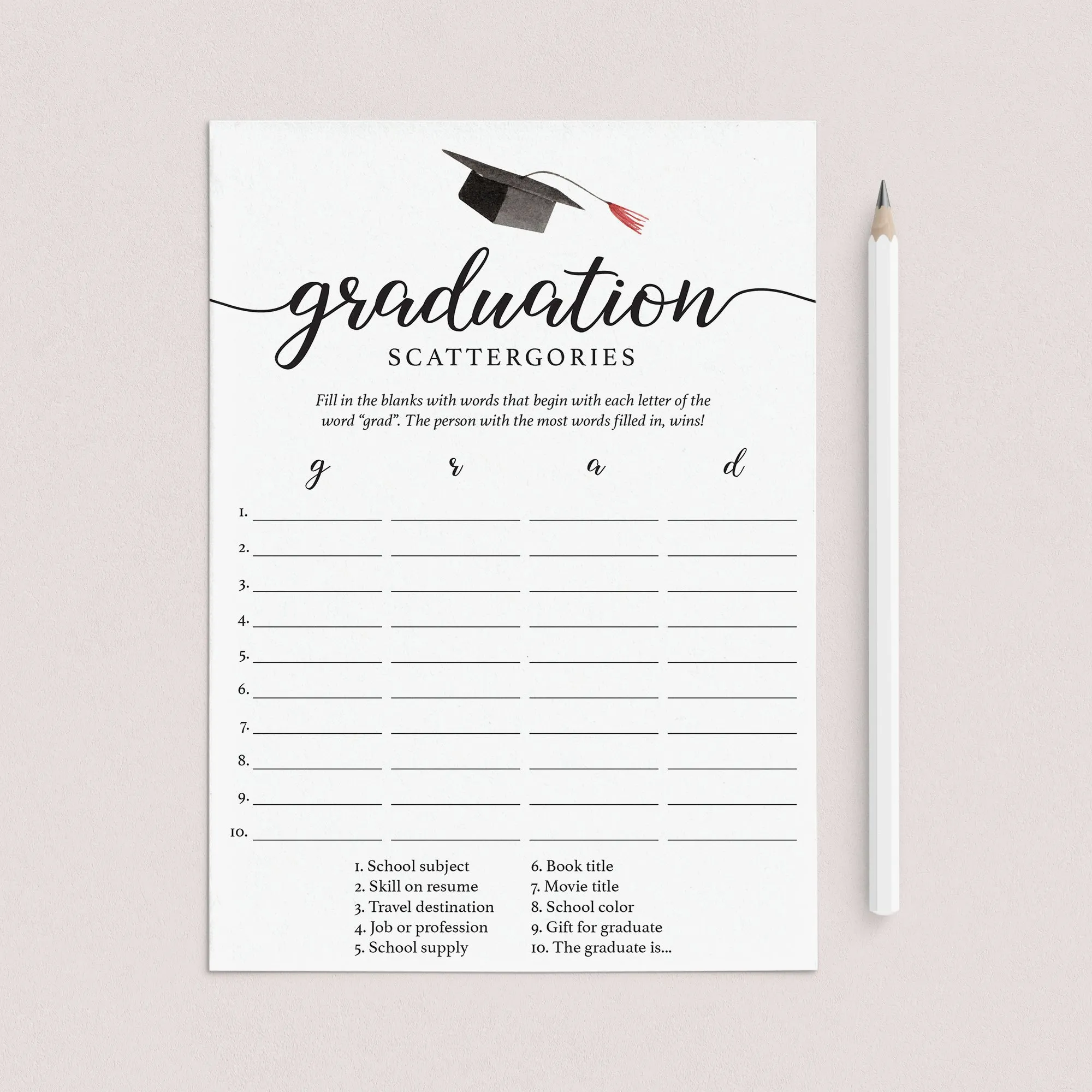 Graduation Party Games Bundle Instant Download