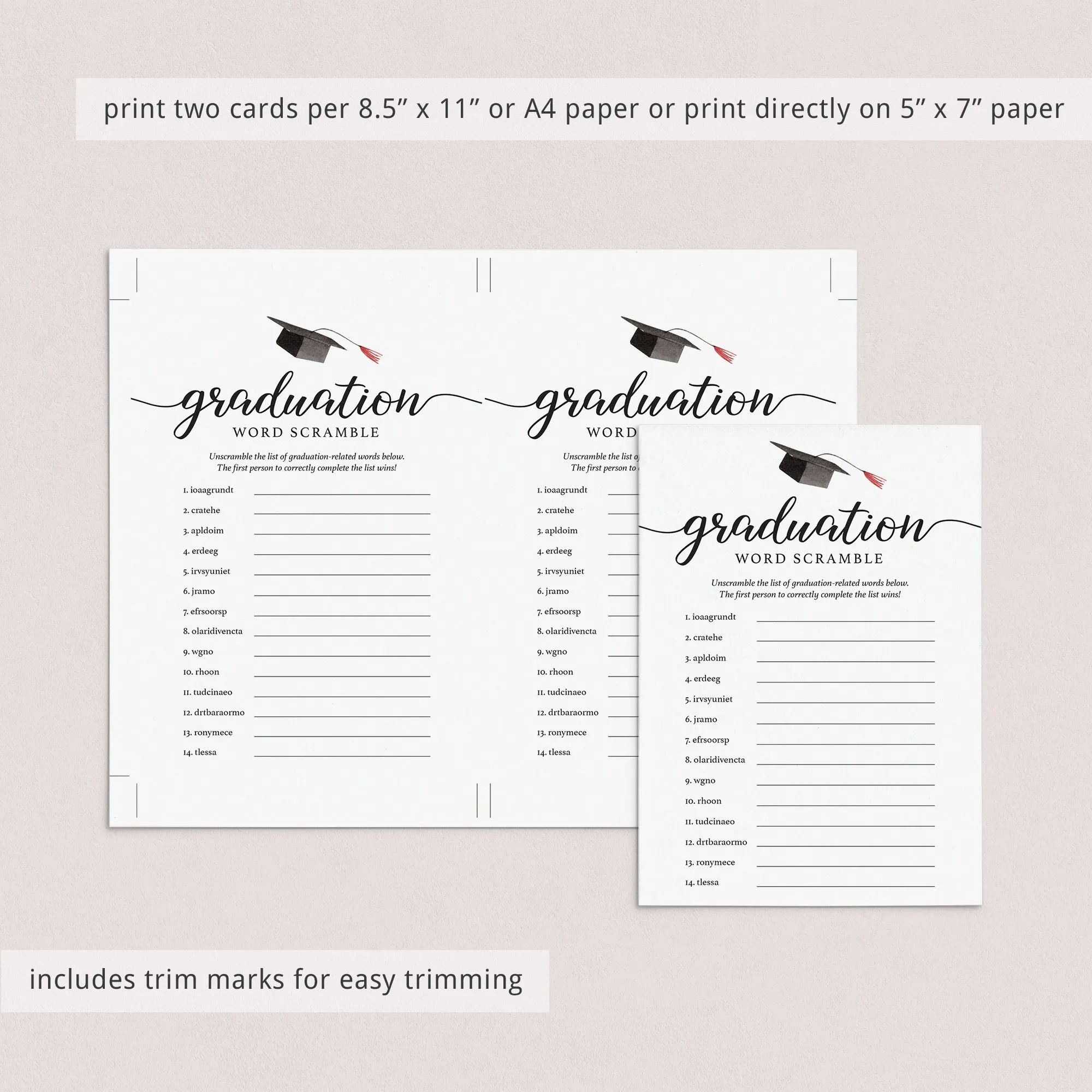 Graduation Party Games Bundle Instant Download