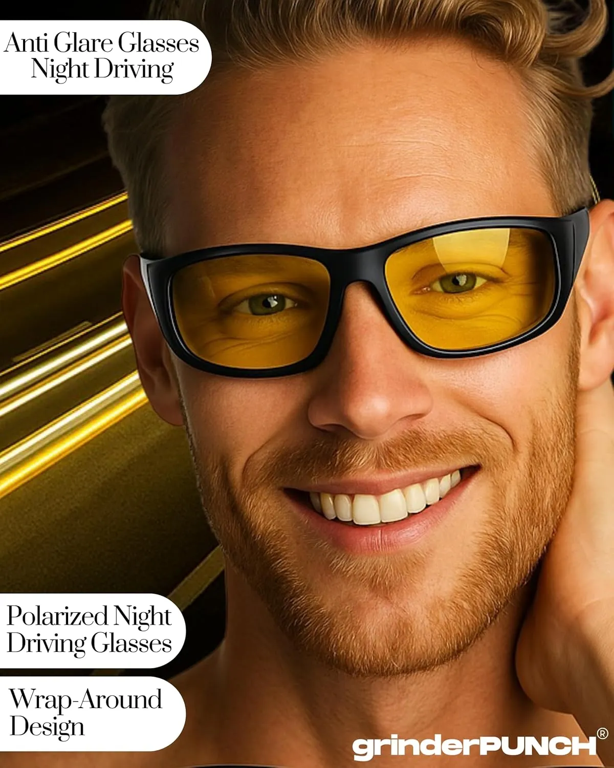 grinderPUNCH Polarized Wrap Around Sunglasses for Men and Women ?C Lightweight Sports Wraparound Sunglasses UV Protection