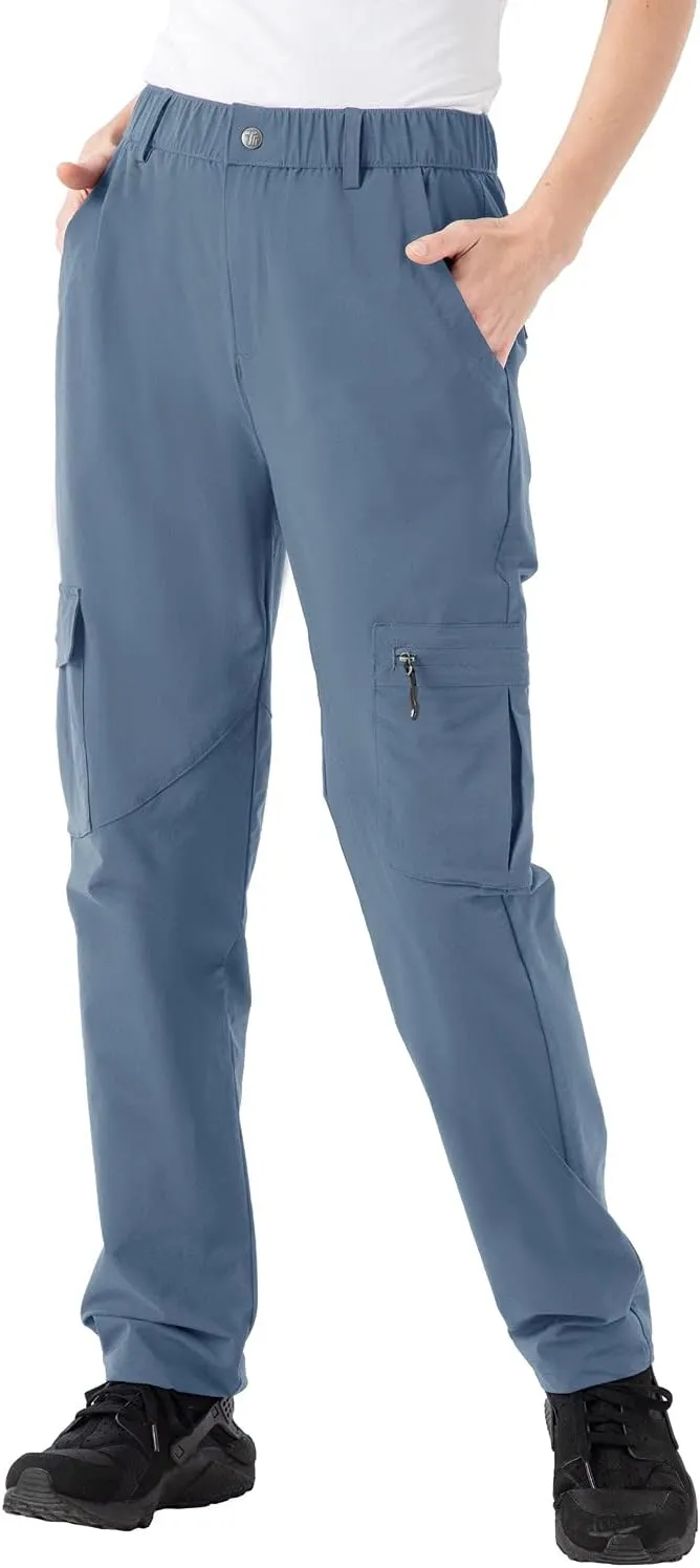 Rdruko Women's Hiking Cargo Pants Water-Resistant Quick Dry UPF 50  Travel Camping Work Pants Zipper Pockets
