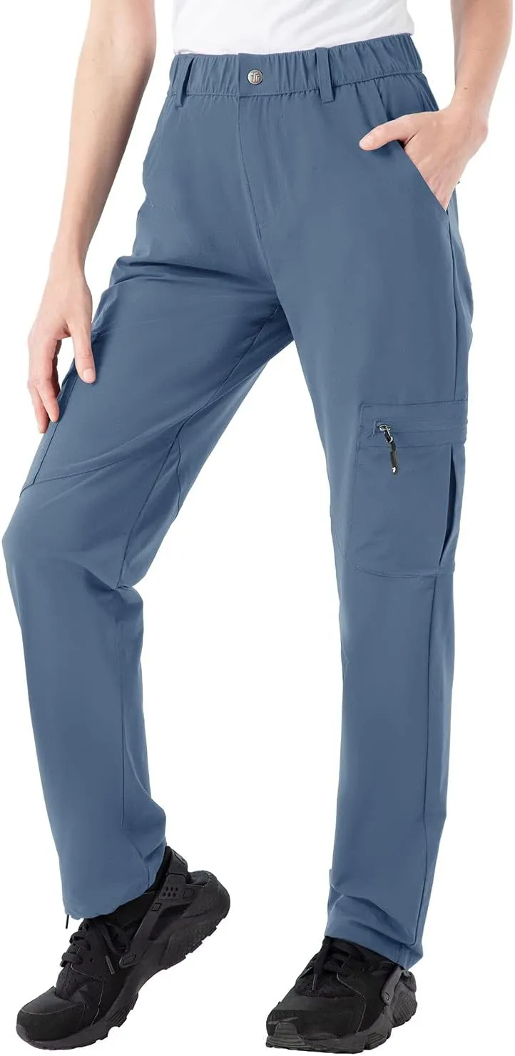 Rdruko Women's Hiking Cargo Pants Water-Resistant Quick Dry UPF 50  Travel Camping Work Pants Zipper Pockets