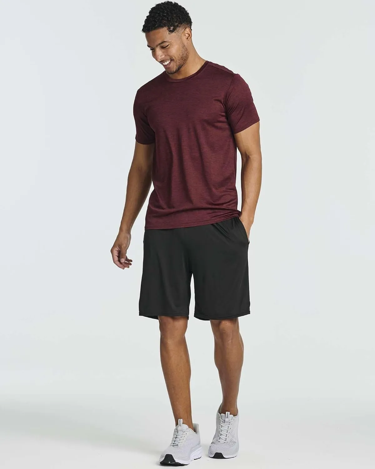 Real Essentials 5 Pack: Men??s Short Sleeve Dry Fit Active Crew Neck T Shirt - Athletic Running Gym Workout Tee Tops