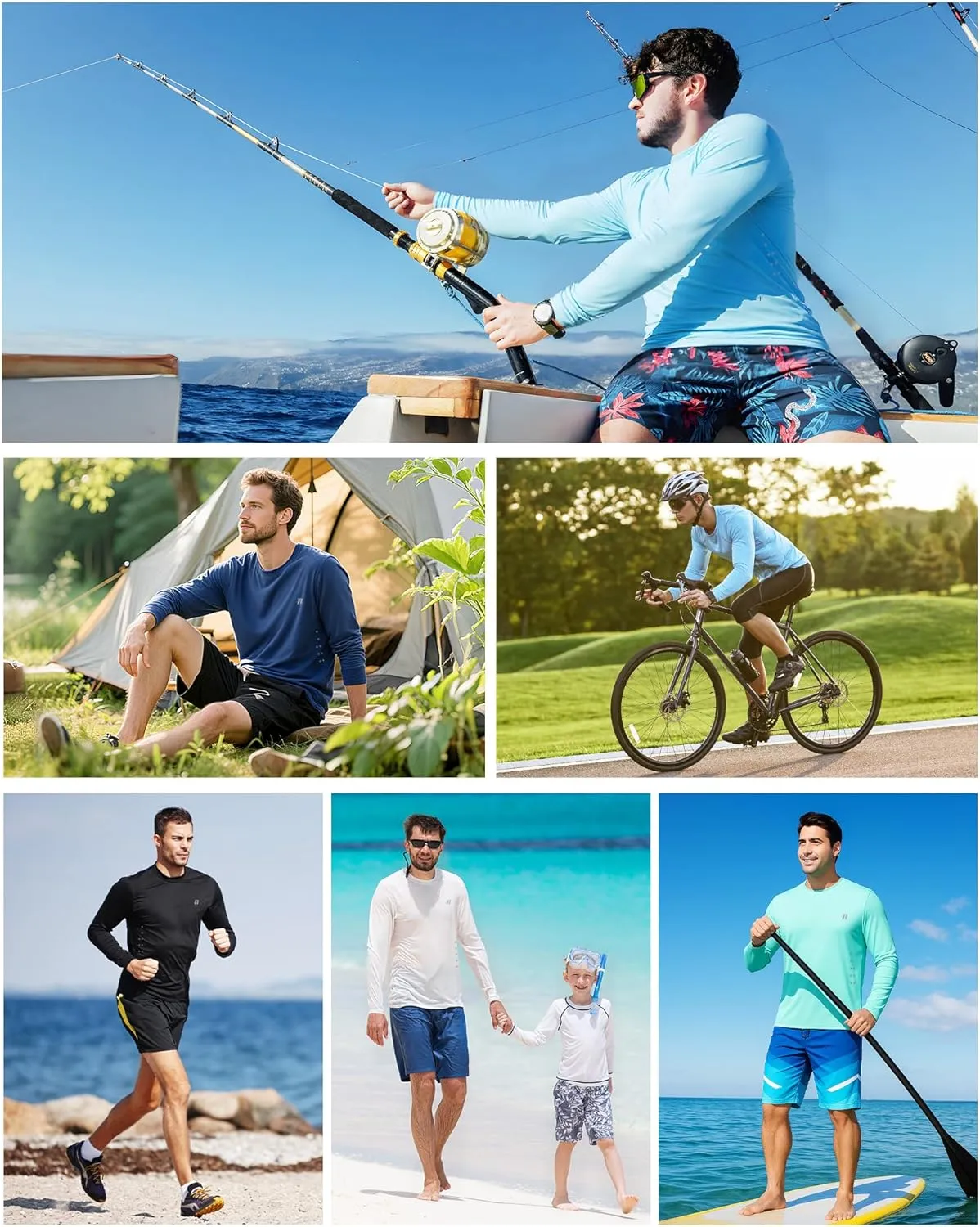 Runhit Men's UPF 50  Sun Protection Shirts Long Sleeve UV Swim Shirt Fishing Hiking Running Rash Guard Quick Dry Lightweight