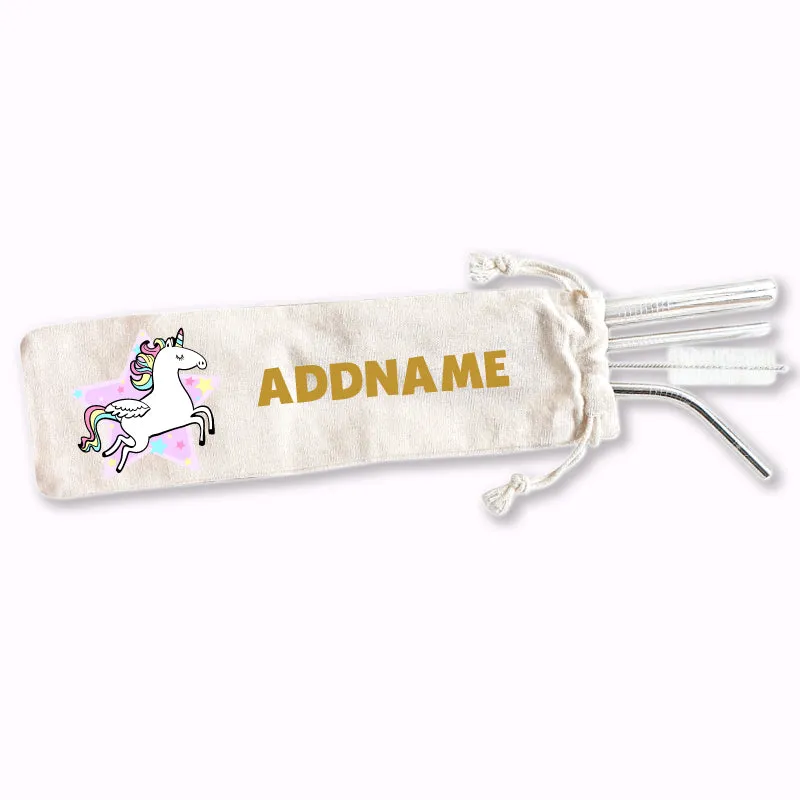 Unicorn Eco-friendly Reusable Straw Set [FREE Custom Add Name]