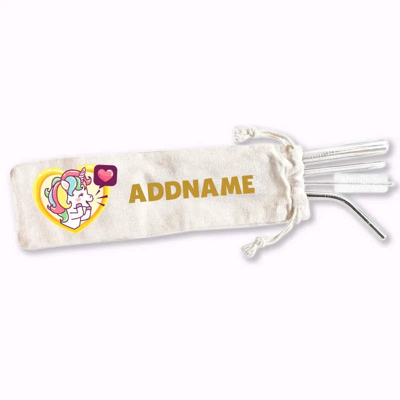 Unicorn Eco-friendly Reusable Straw Set [FREE Custom Add Name]