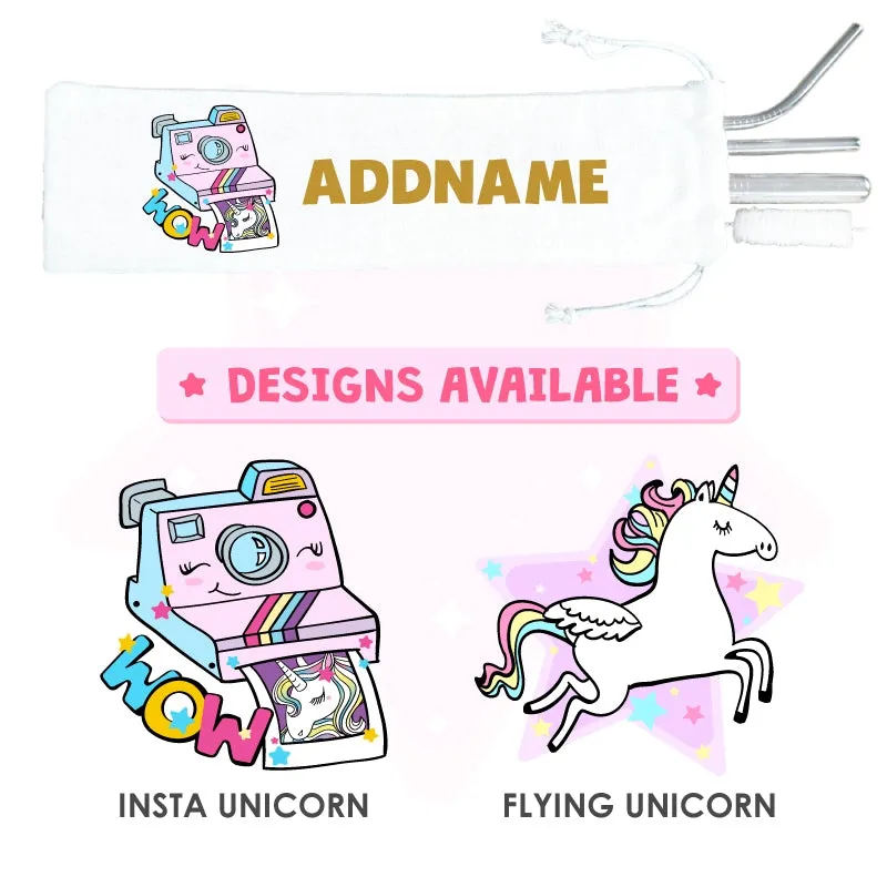 Unicorn Eco-friendly Reusable Straw Set [FREE Custom Add Name]