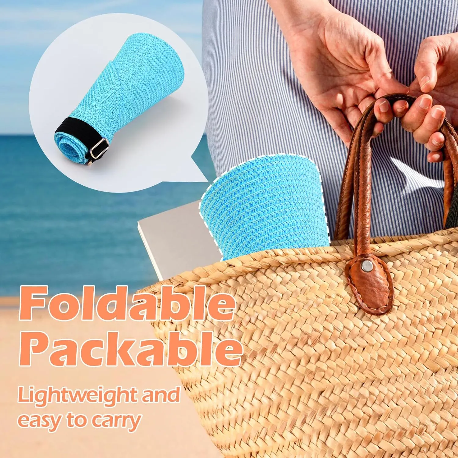 Women Summer Sun Hat Lady's Portable Beach Visor Bowknot Straw Hat